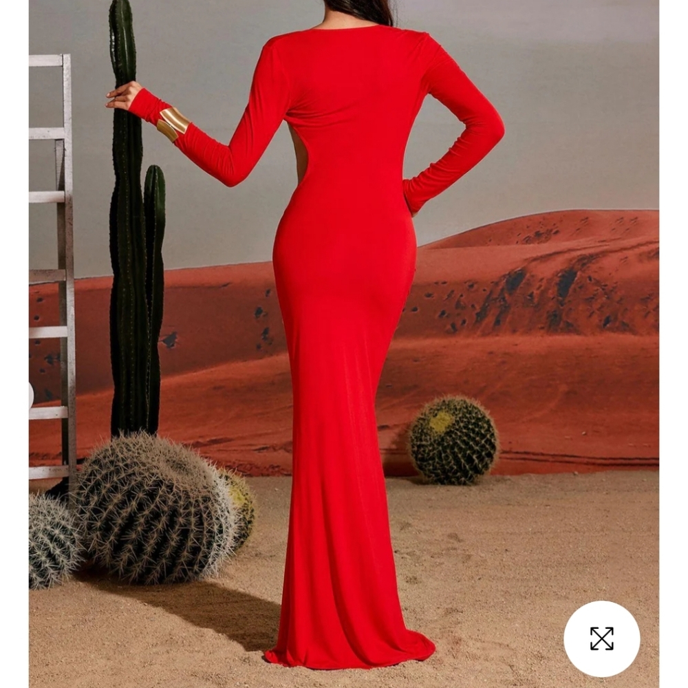New red cutout dress